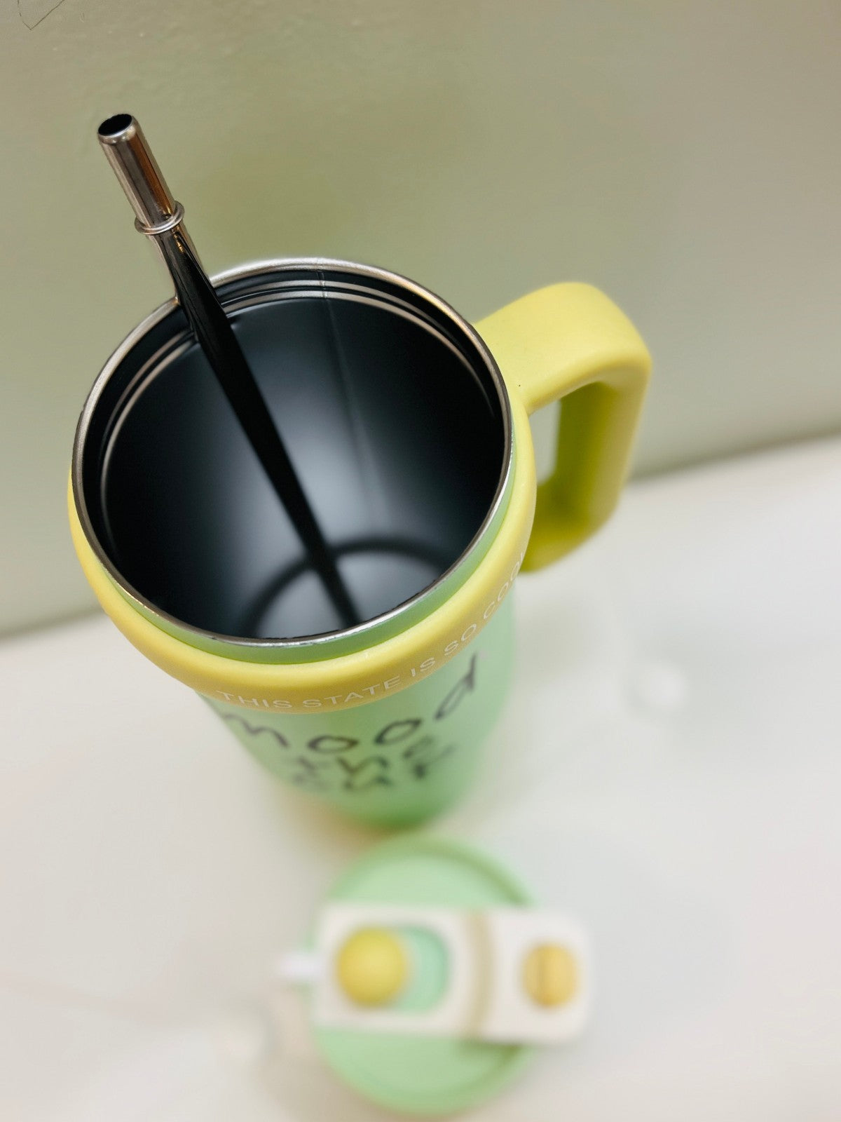 Mood The Cup | Insulated Tumbler with Stainless Steel Straw & Straw Topper 40 oz