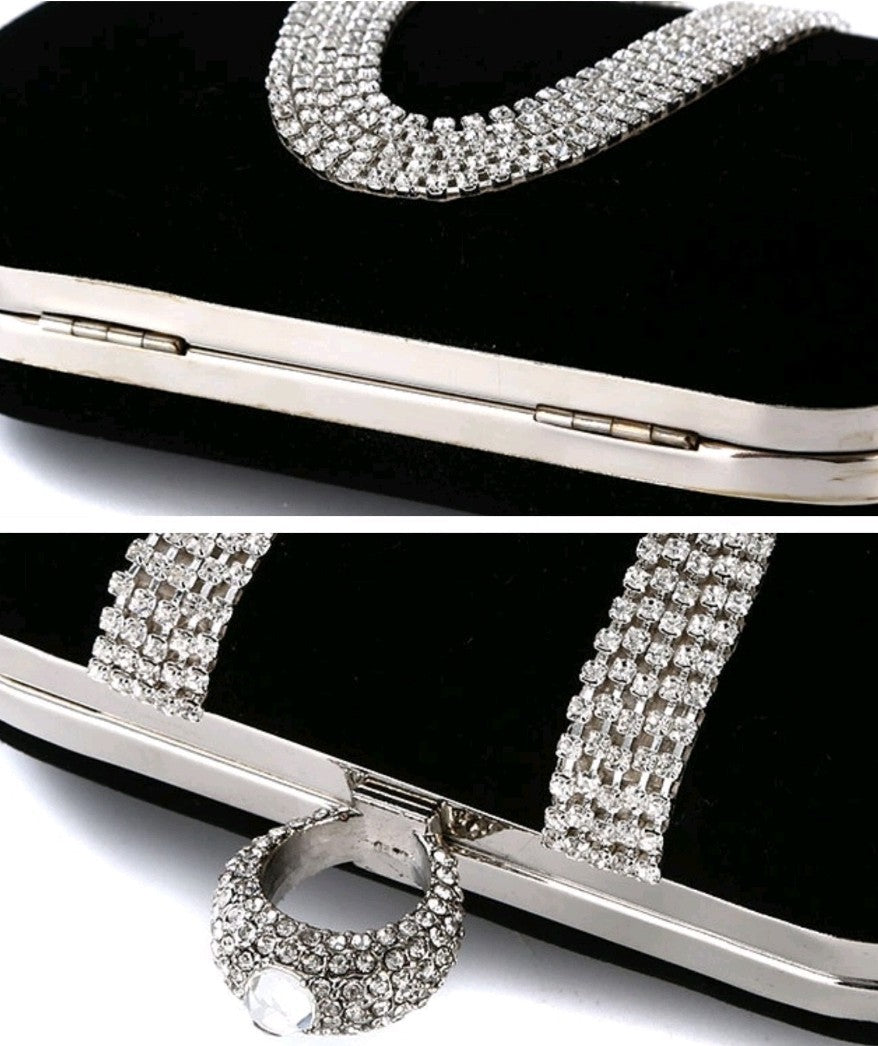 Velvet Evening Clutch Women Shoulder Bag Rhinestone Wedding Party