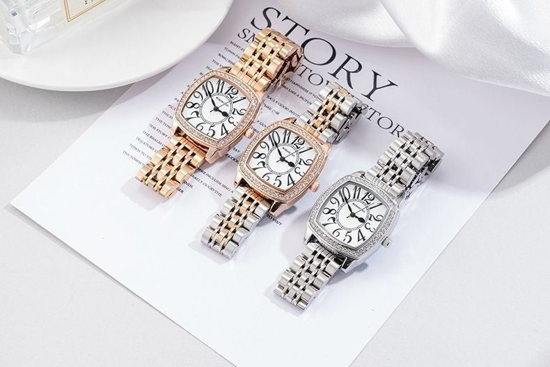 Women's Luxury Quartz Rectangle Rhinestone Wristwatch