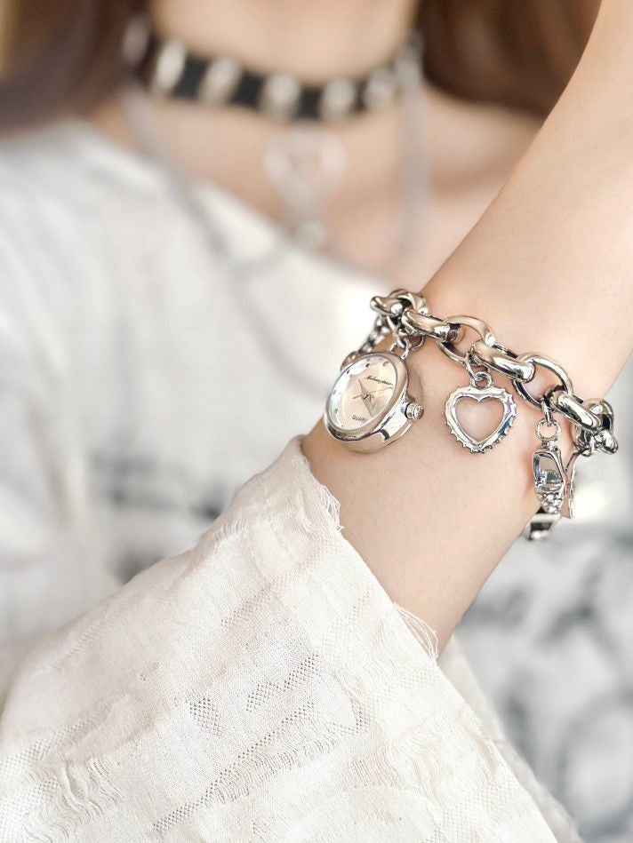 Women 21mm Silver Tone Angel Charm Bracelet