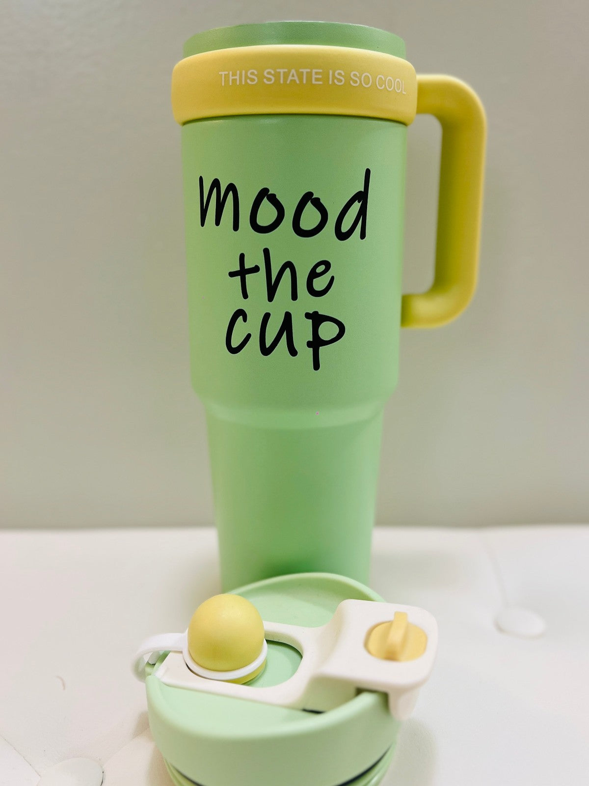 Mood The Cup | Insulated Tumbler with Stainless Steel Straw & Straw Topper 40 oz