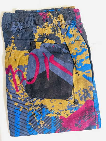 Retro 90s-Inspired Abstract Print Shorts – Color Splash Streetwear Cotton