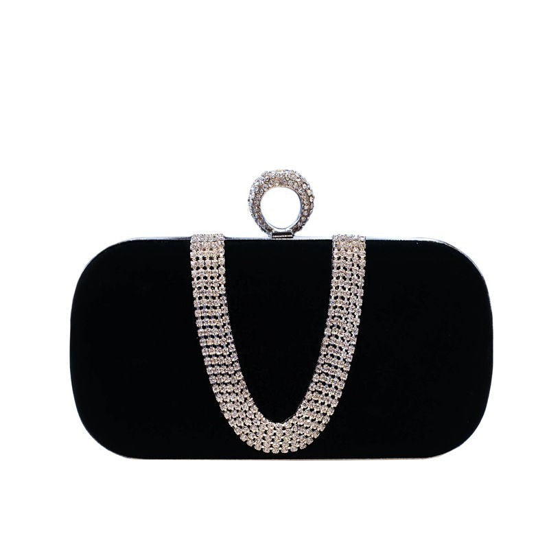 Velvet Evening Clutch Women Shoulder Bag Rhinestone Wedding Party