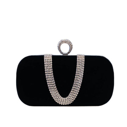 Velvet Evening Clutch Women Shoulder Bag Rhinestone Wedding Party