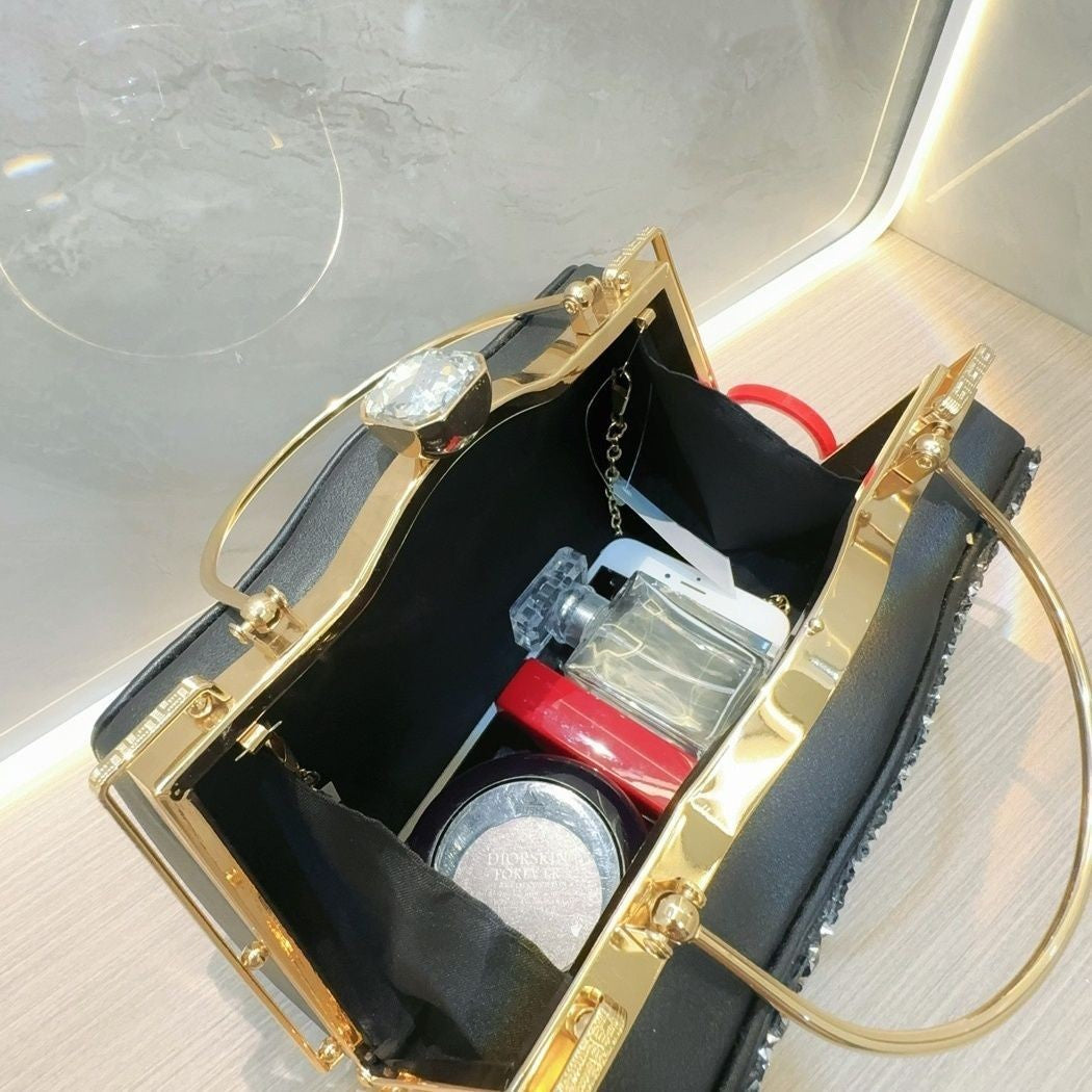 Retro Diamond Handbag Fashion Banquet Bag Dinner Bag Shoulder Bag Diagonal Bag