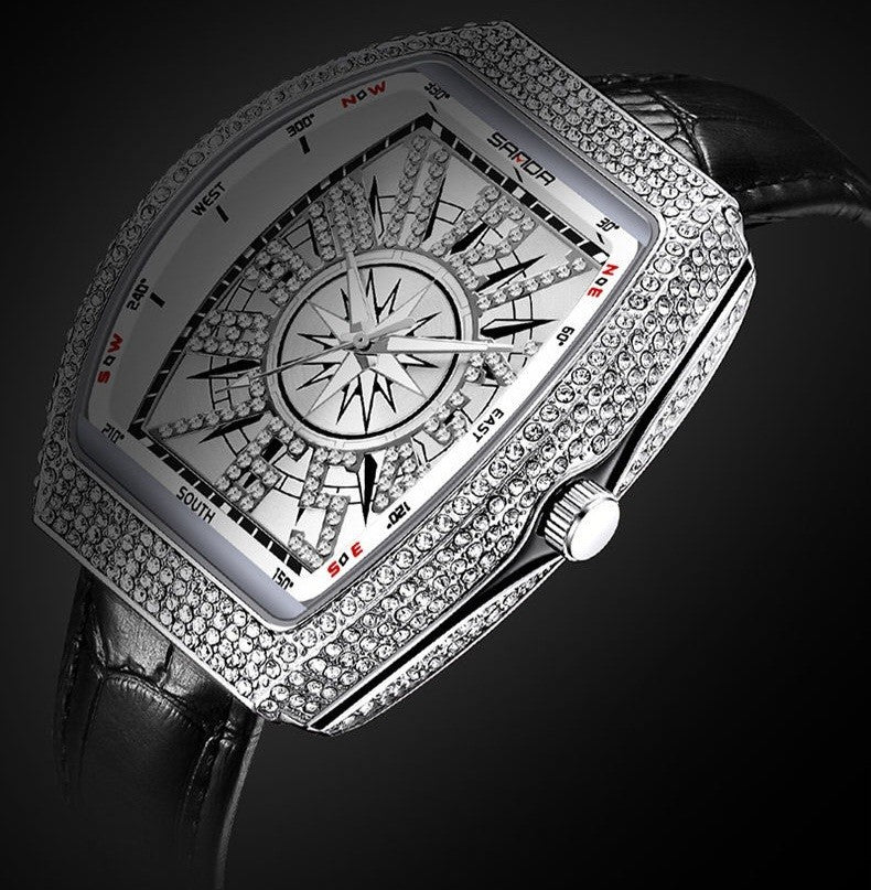 Luxury Mens Watch Bling Rhinestone Hiphop Iced Men's Watch Diamond Military
