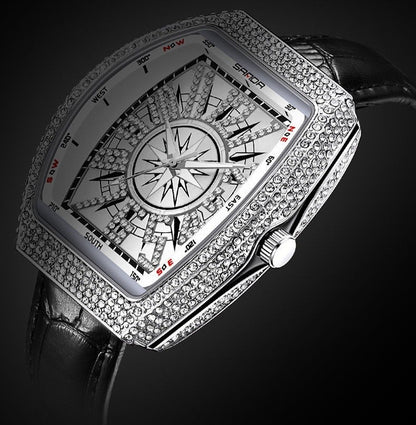 Luxury Mens Watch Bling Rhinestone Hiphop Iced Men's Watch Diamond Military