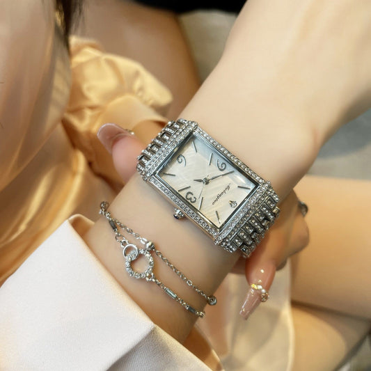 Pearl Dial Diamonds Case Bracelet Watch