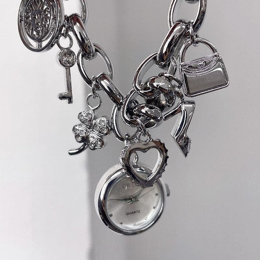Women 21mm Silver Tone Angel Charm Bracelet