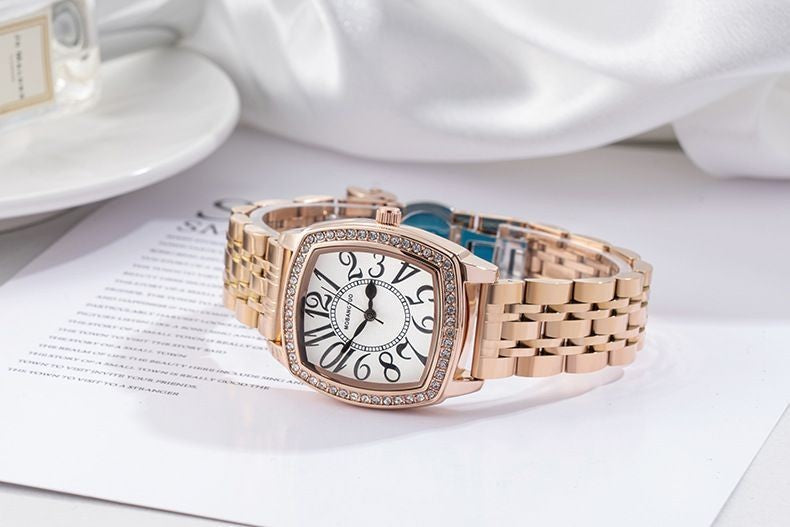 Women's Luxury Quartz Rectangle Rhinestone Wristwatch