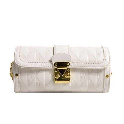 Leather Handbag for Women Small Shoulder Bag Gold Chain Embossed Flower Pattern