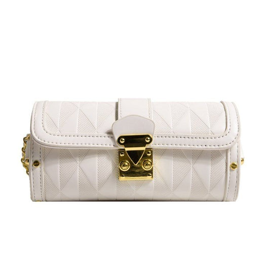 Leather Handbag for Women Small Shoulder Bag Gold Chain Embossed Flower Pattern