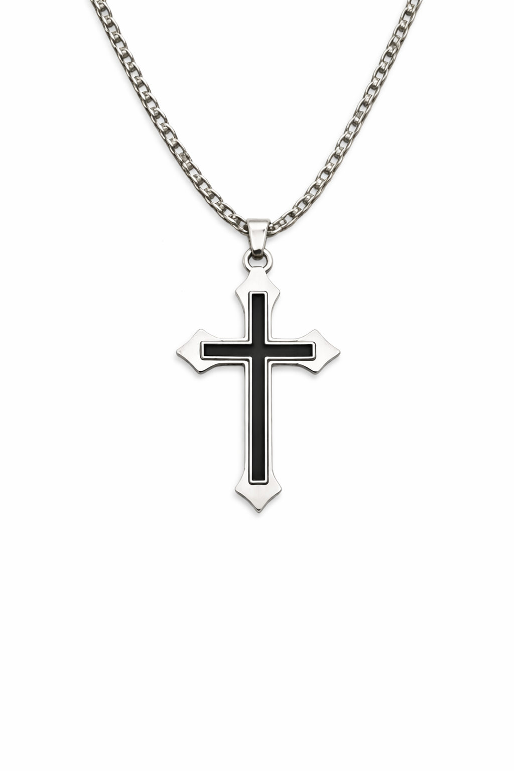 Men’s Cross Pendant Necklace Stainless Steel Gothic Sword Chain