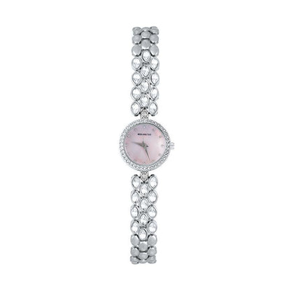 Watch And Bracelet Set Elegant Silver Rhinestone Wrist Watch For Women