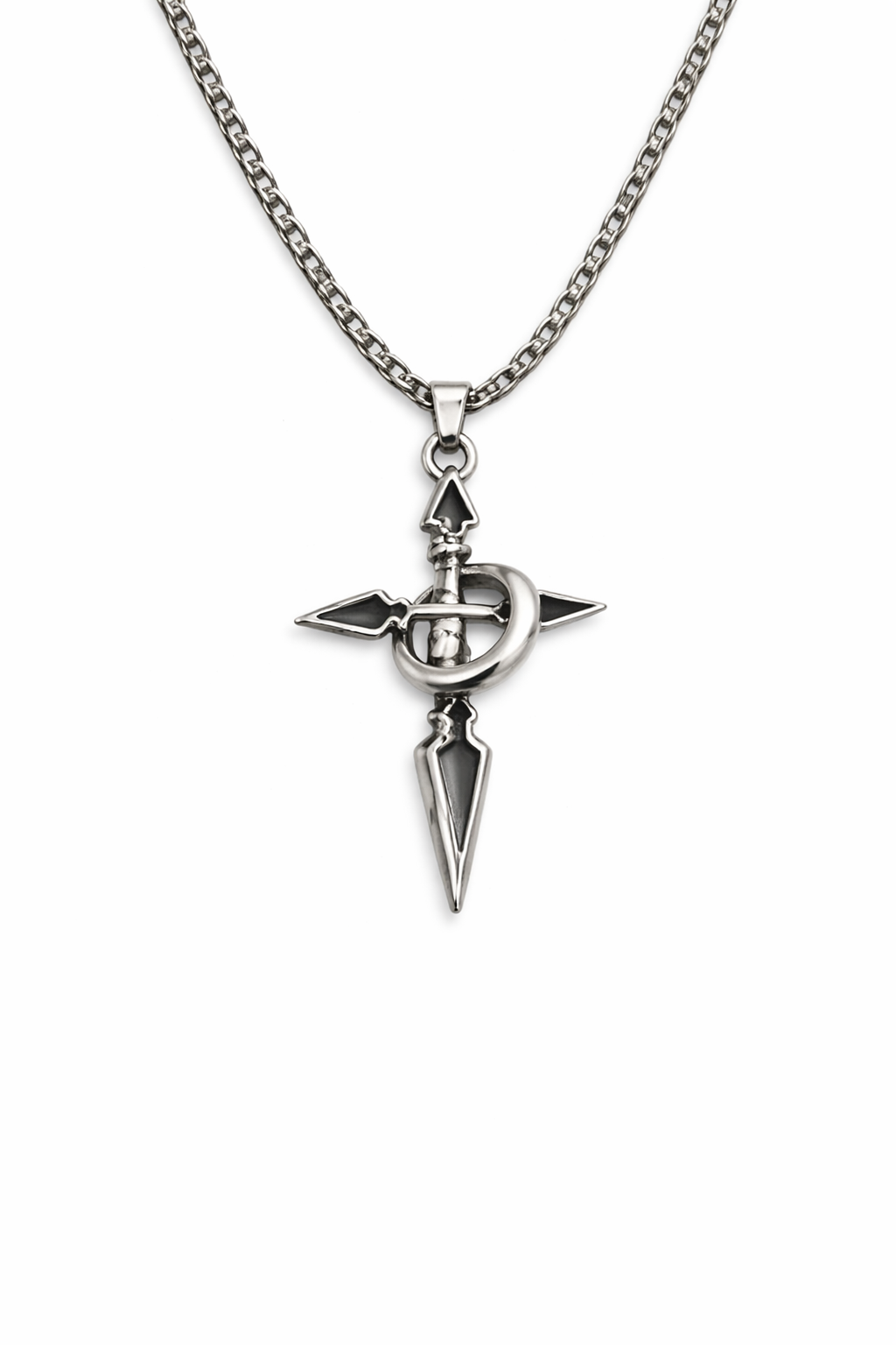 Men’s Cross Pendant Necklace Stainless Steel Gothic Sword Chain