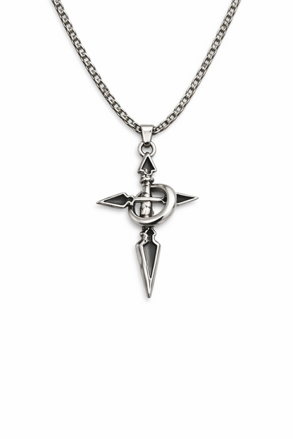 Men’s Cross Pendant Necklace Stainless Steel Gothic Sword Chain