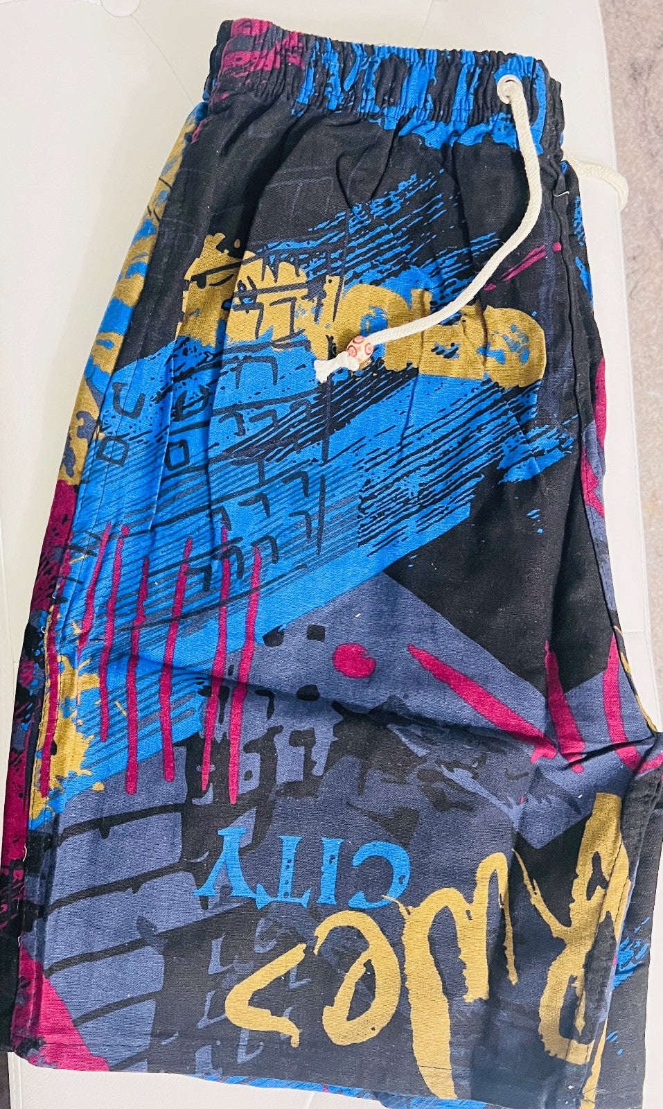 Retro 90s-Inspired Abstract Print Shorts – Color Splash Streetwear Cotton