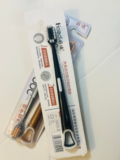 Very Soft Bristle Toothbrush with Tongue Cleaner|Gentle Deep Cleaning Oral Care