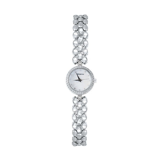 Watch And Bracelet Set Elegant Silver Rhinestone Wrist Watch For Women