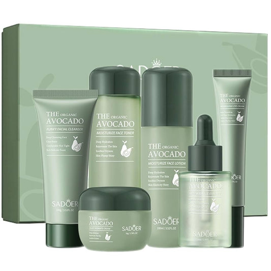 Organic Avocado & Hyaluronic Acid Skincare Gift Set 6pcs Facial Care Cleanser