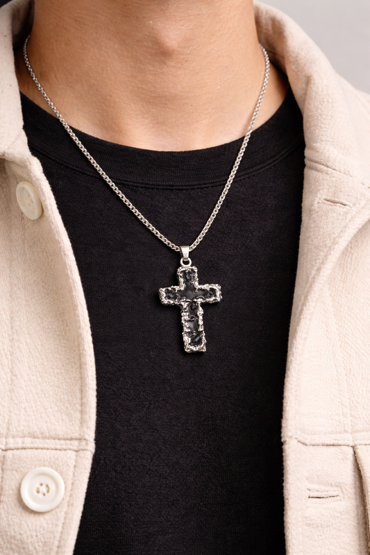 Men’s Cross Pendant Necklace Stainless Steel Gothic Sword Chain