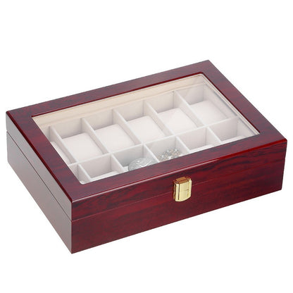 12 Slots Man Wooden Watch Display Box Jewelry Storage Organizer Case Holder