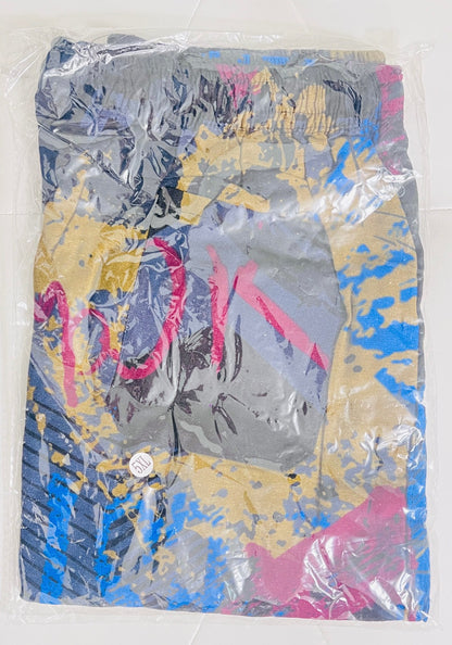 Retro 90s-Inspired Abstract Print Shorts – Color Splash Streetwear Cotton