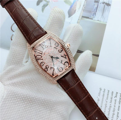 Iced Out Watch with Leather Band