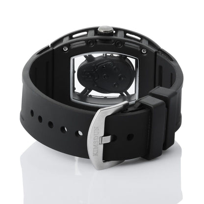 Men's Matte Black Plastic Strap Watch 42mm