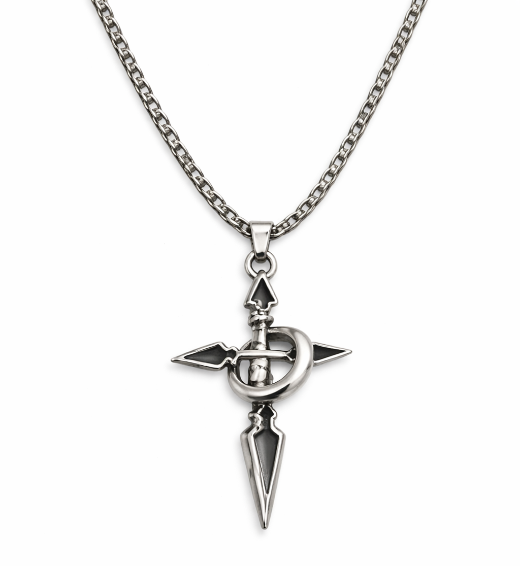 Men’s Cross Pendant Necklace Stainless Steel Gothic Sword Chain