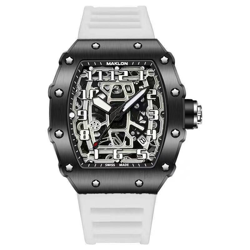 Men's Pentagram Barrel Shaped Watch Multi-Function Quartz Black Watch