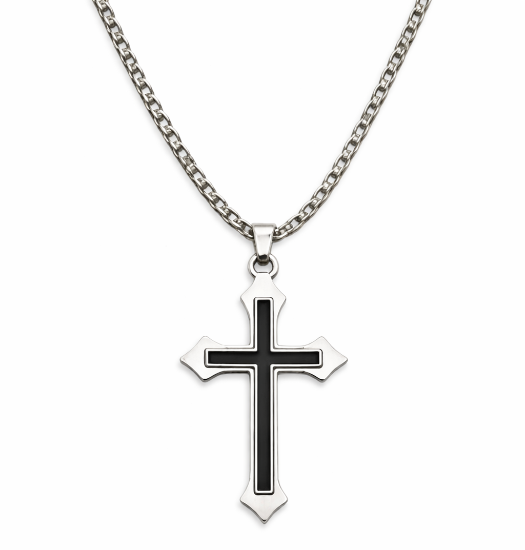 Men’s Cross Pendant Necklace Stainless Steel Gothic Sword Chain