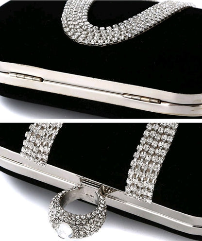 Velvet Evening Clutch Women Shoulder Bag Rhinestone Wedding Party