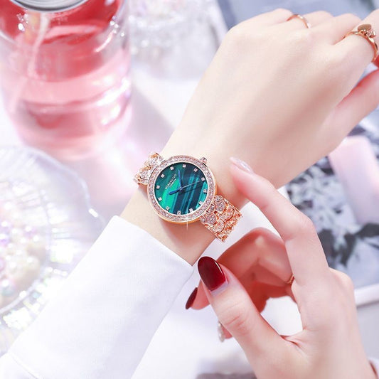 Women's Rose Gold Elegant 28mm Crystallized Glitz Watch