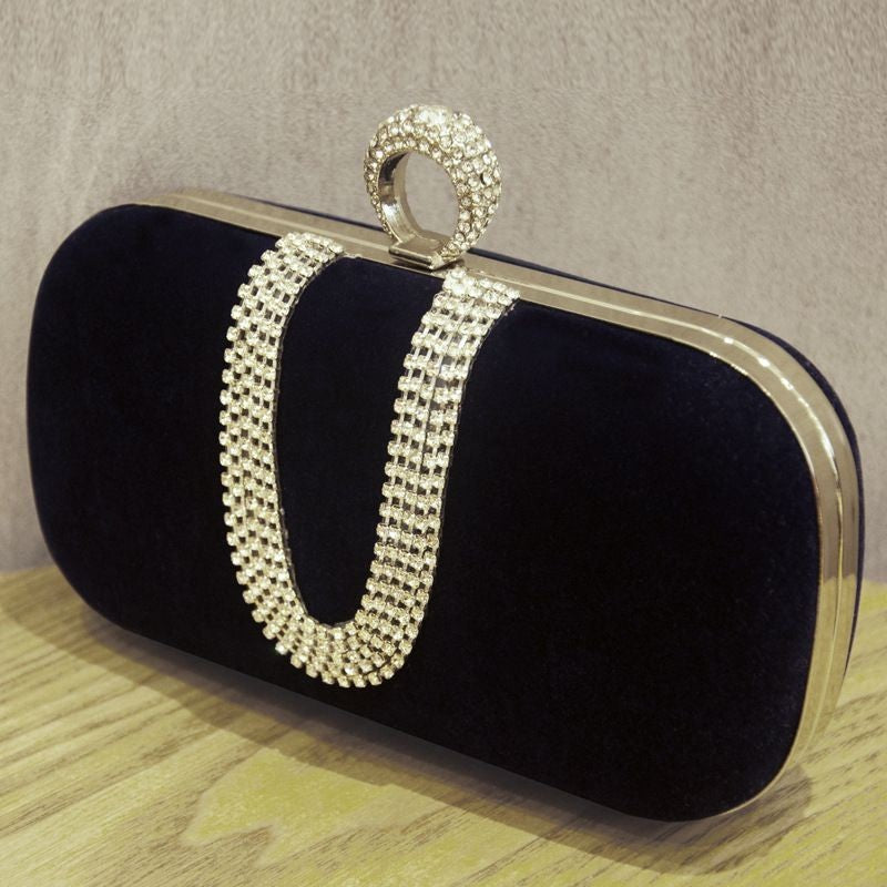 Velvet Evening Clutch Women Shoulder Bag Rhinestone Wedding Party