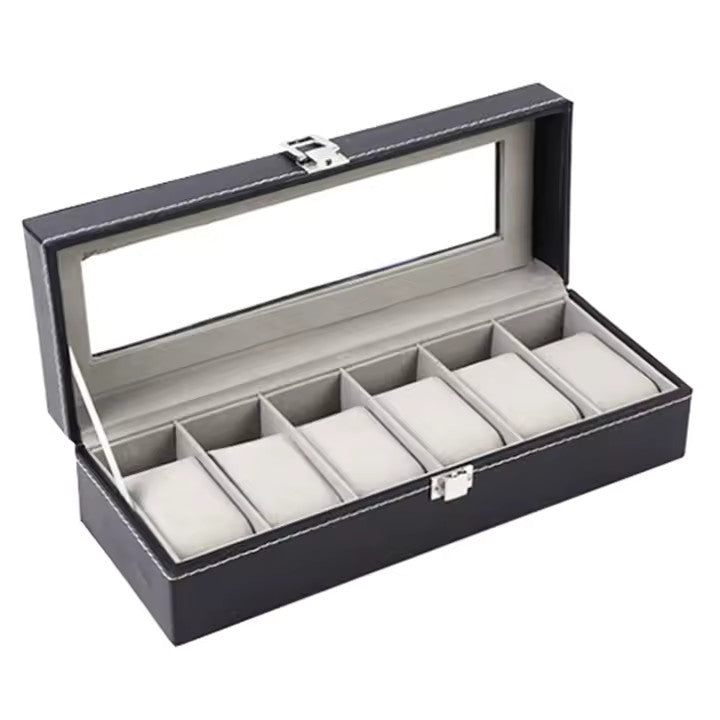 New Universal 6 Slot Leather Watch Jewelry Storage Box