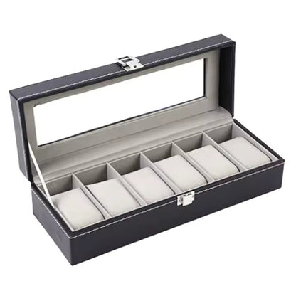 New Universal 6 Slot Leather Watch Jewelry Storage Box