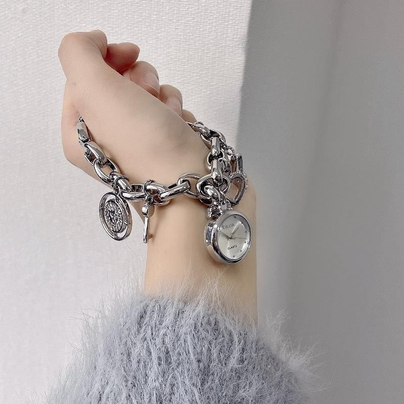 Women 21mm Silver Tone Angel Charm Bracelet