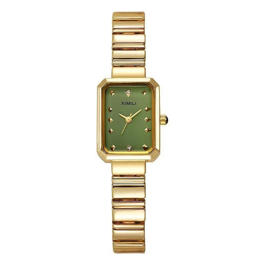Golden Wrist Watch 7.9 Inch Length Stainless Steel Luxury Fashioned Quartz Watch