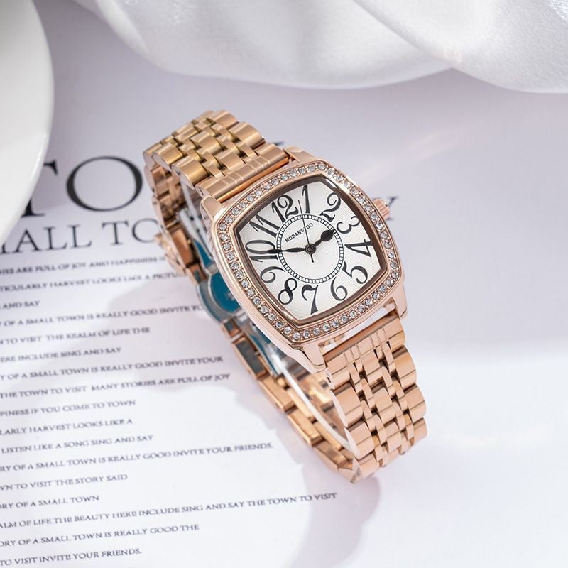 Women's Luxury Quartz Rectangle Rhinestone Wristwatch