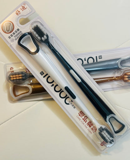 Very Soft Bristle Toothbrush with Tongue Cleaner|Gentle Deep Cleaning Oral Care