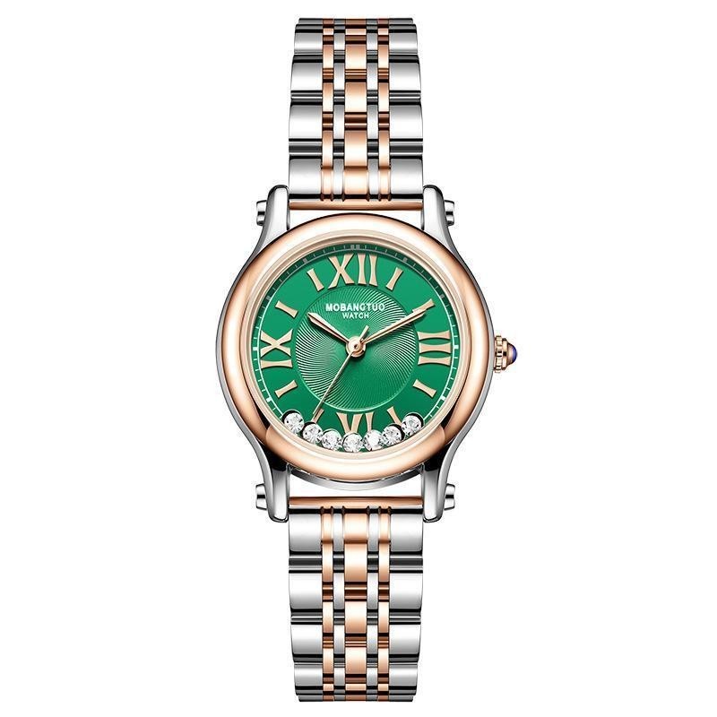 Stainless Steel Green Dial Quartz Luminous Wrist Watch