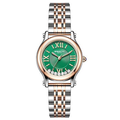 Stainless Steel Green Dial Quartz Luminous Wrist Watch