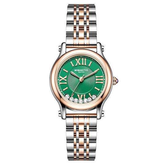 Stainless Steel Green Dial Quartz Luminous Wrist Watch