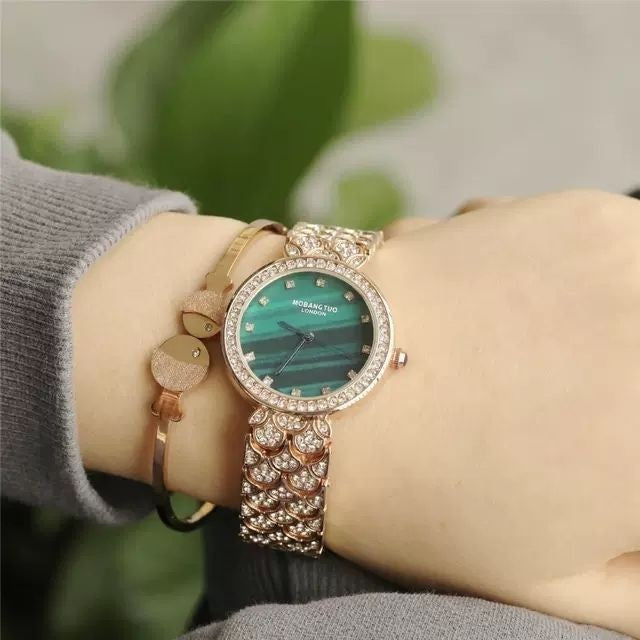 Women's Rose Gold Elegant 28mm Crystallized Glitz Watch