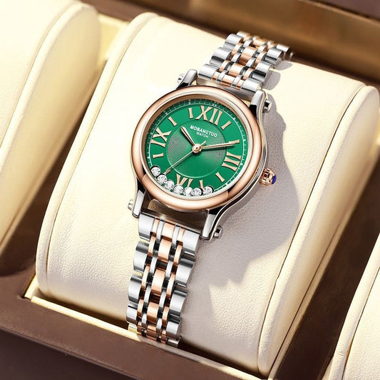 Stainless Steel Green Dial Quartz Luminous Wrist Watch