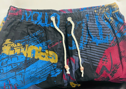 Retro 90s-Inspired Abstract Print Shorts – Color Splash Streetwear Cotton