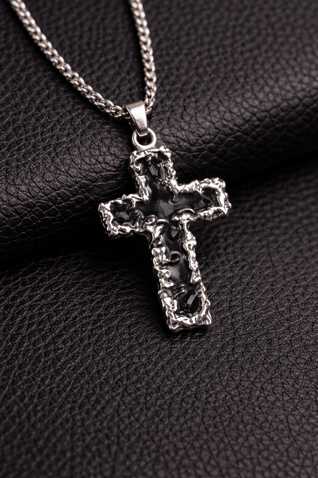Men’s Cross Pendant Necklace Stainless Steel Gothic Sword Chain