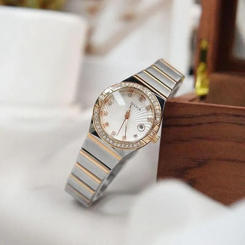 Women's Traditional Quartz Two Tone Steel Watch 24mm 45L177 New Bat