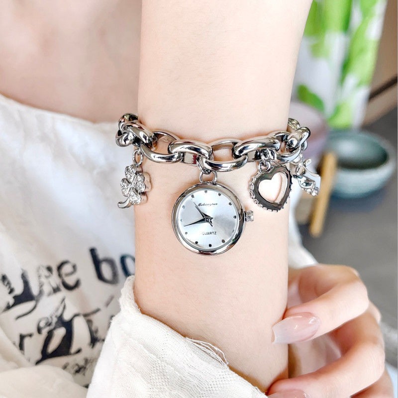Women 21mm Silver Tone Angel Charm Bracelet